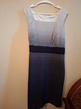 Cleo Petite in Black and White Polka Dot lined poly/spandex dress in size large